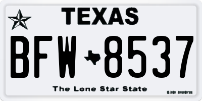 TX license plate BFW8537