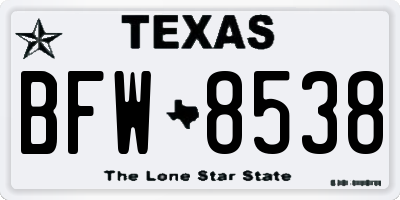 TX license plate BFW8538