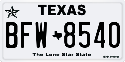 TX license plate BFW8540
