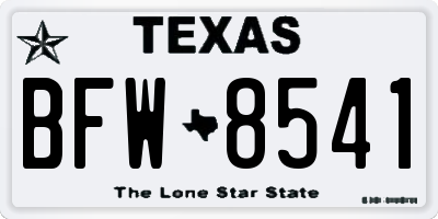 TX license plate BFW8541