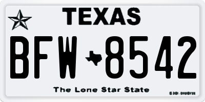 TX license plate BFW8542