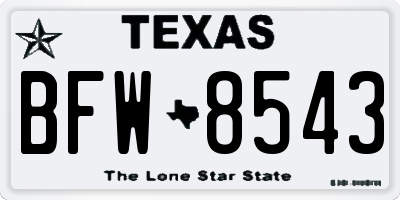 TX license plate BFW8543