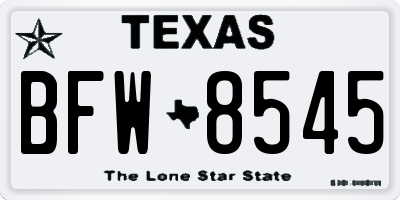 TX license plate BFW8545