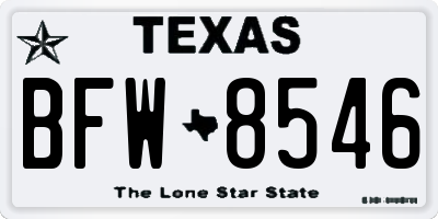 TX license plate BFW8546