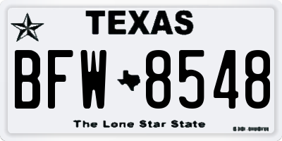 TX license plate BFW8548