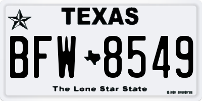 TX license plate BFW8549
