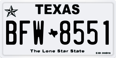 TX license plate BFW8551
