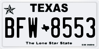 TX license plate BFW8553