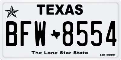 TX license plate BFW8554