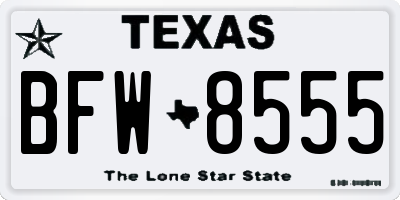 TX license plate BFW8555