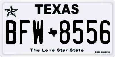 TX license plate BFW8556
