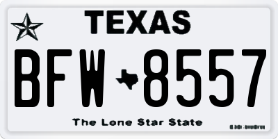 TX license plate BFW8557