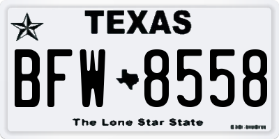 TX license plate BFW8558