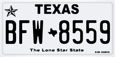 TX license plate BFW8559
