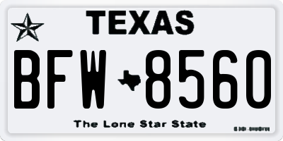 TX license plate BFW8560