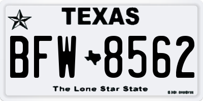 TX license plate BFW8562