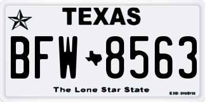 TX license plate BFW8563