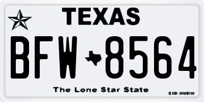 TX license plate BFW8564