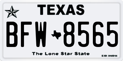 TX license plate BFW8565