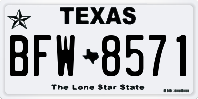 TX license plate BFW8571