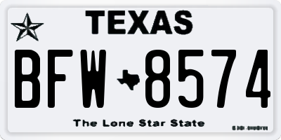 TX license plate BFW8574