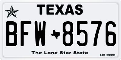 TX license plate BFW8576