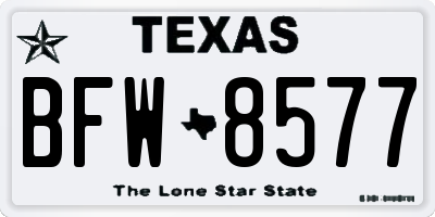TX license plate BFW8577