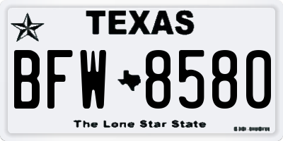 TX license plate BFW8580