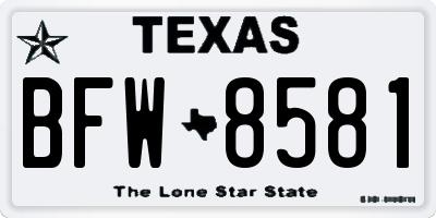 TX license plate BFW8581