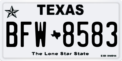 TX license plate BFW8583