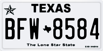 TX license plate BFW8584