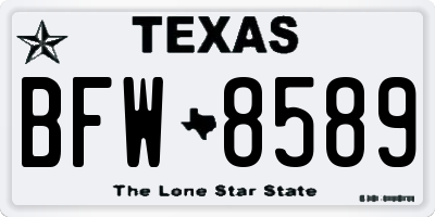 TX license plate BFW8589