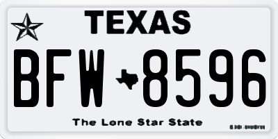 TX license plate BFW8596