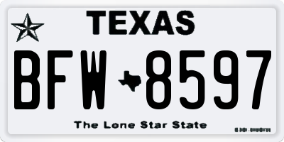 TX license plate BFW8597