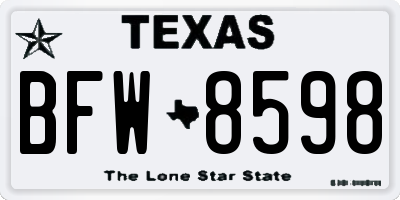 TX license plate BFW8598