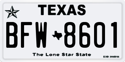 TX license plate BFW8601