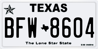 TX license plate BFW8604