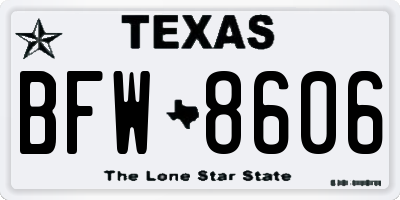TX license plate BFW8606