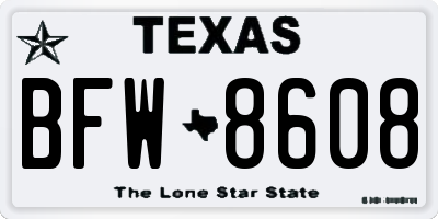 TX license plate BFW8608