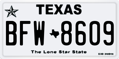 TX license plate BFW8609