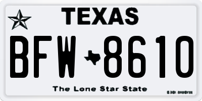 TX license plate BFW8610
