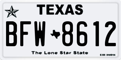 TX license plate BFW8612