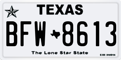 TX license plate BFW8613