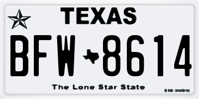 TX license plate BFW8614