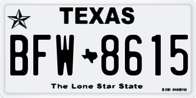 TX license plate BFW8615