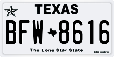 TX license plate BFW8616
