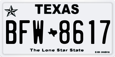 TX license plate BFW8617