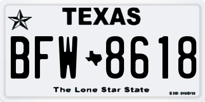 TX license plate BFW8618