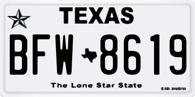 TX license plate BFW8619