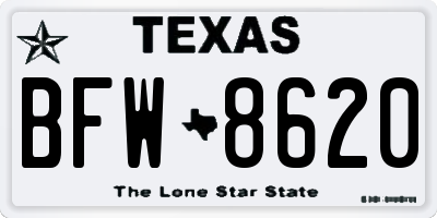 TX license plate BFW8620